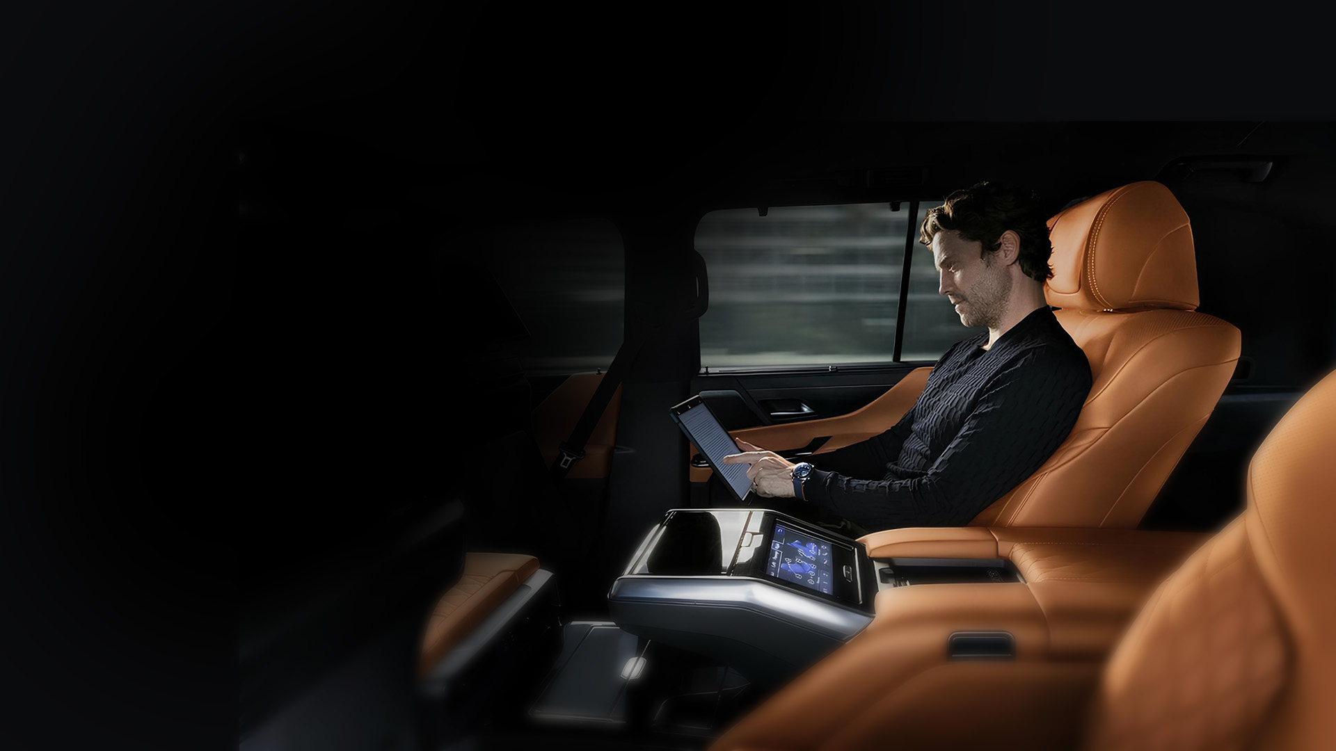 Interior de veículo executivo de luxo